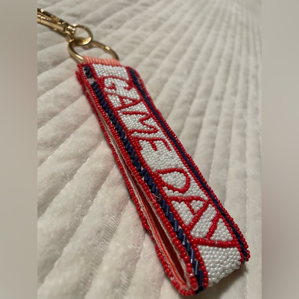 Anthropologie Red White Blue Beaded Key Wristlet - Picture 2 of 3
